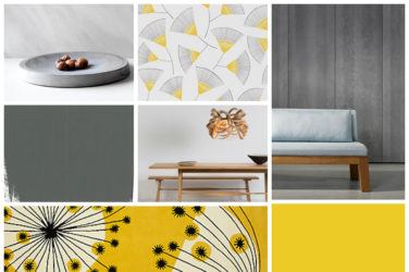 Modern colour scheme: yellow and concrete in the dining room